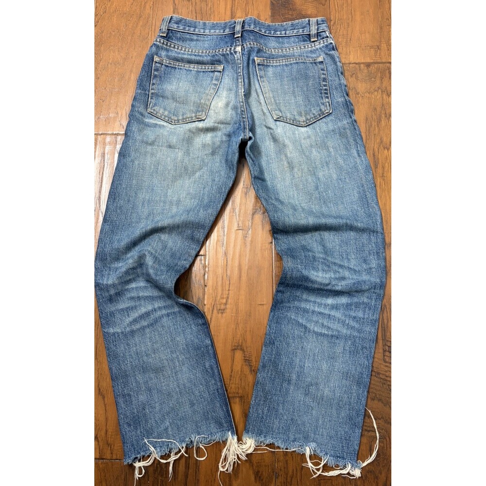 HELMUT LANG Raw Hem Denim Vintage Dark Denim Distressed Jeans SZ 26 Italian Cut - Picture 2 of 7